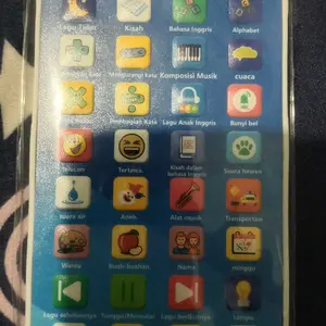 Mainan Edukasi Anak Smart Baby Telepon Cerdas 28 Tombol Belajar + Musik + Cerita Bahasa Inggris Layar LED Baterai Cas 1-6 Tahun