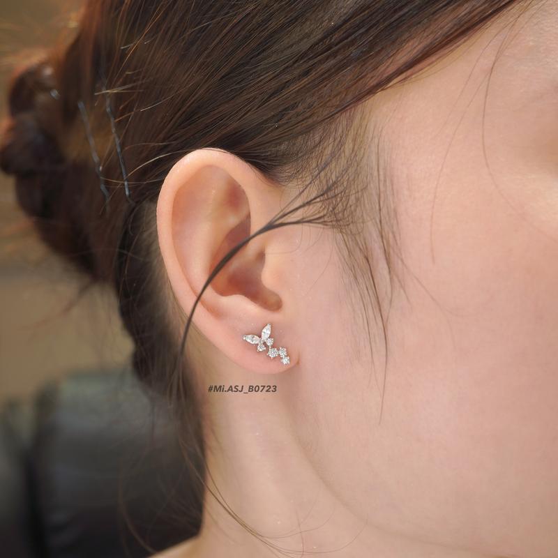 B0723 - Bông tai nữ chốt đẩy Bạc S925 xi bạch kim cao cấp MiASJ