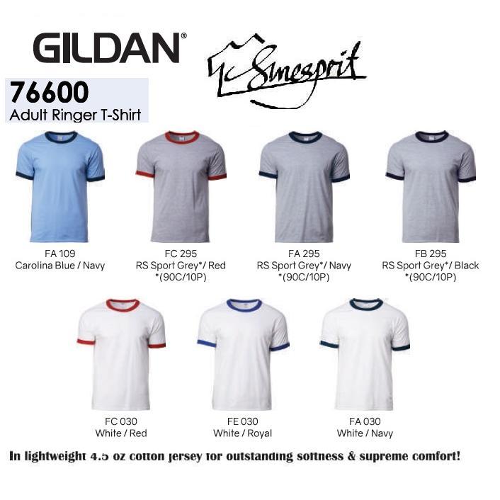 Gildan 76600 Adult Ringer Round Neck T-shirt - TikTok Shop Malaysia