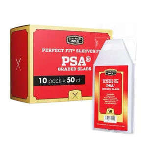 Cardboard Gold PSA Graded Card Sleeves – 1 Count with PSA Logo, Resealable Slabs Sleeve - Precise Fit Slab Protector for Grading Cards