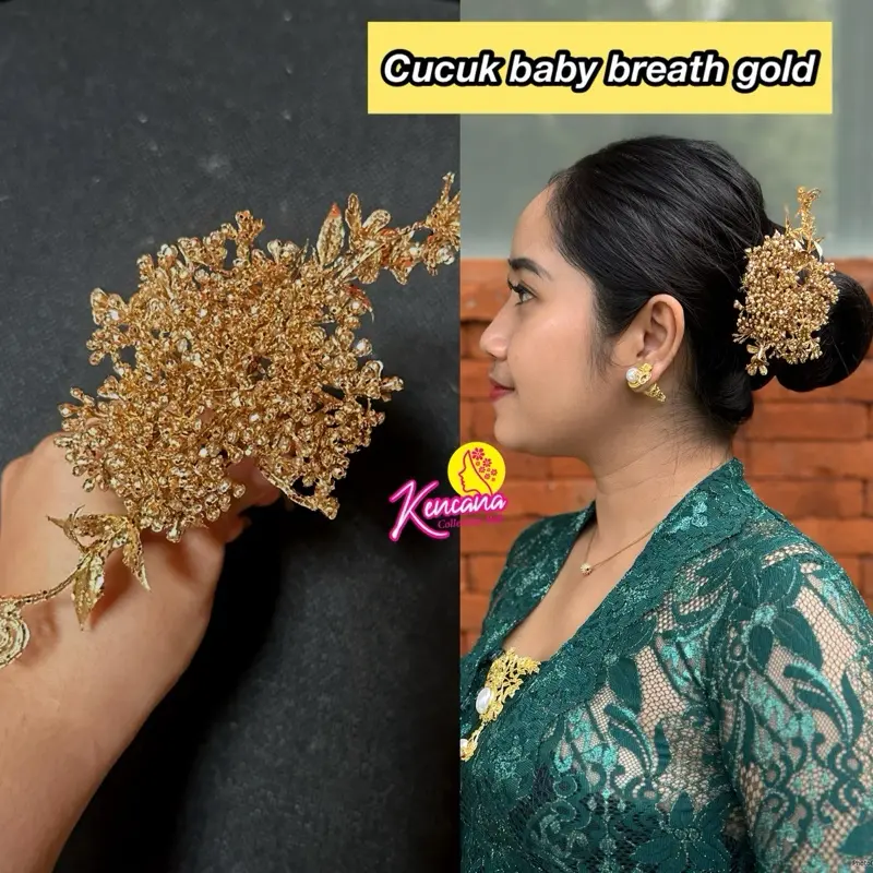 Tusuk Bunga Latex/hiasan Bunga Gold-Aksesoris kundangan Wanita 8