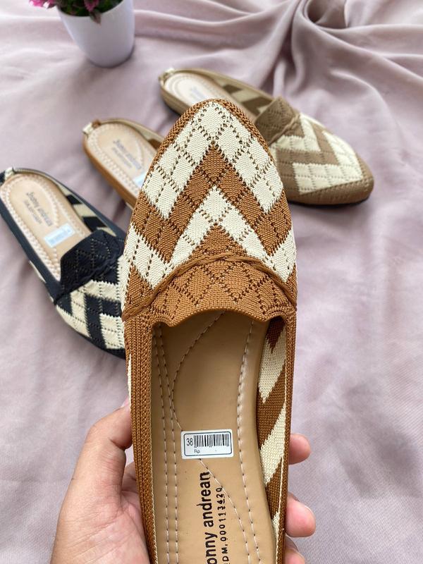 Flatshoes Rajut Wanita Sepatu Slip On Kekinian - Sol Karet Antislip 6