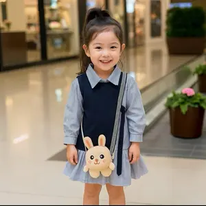 Filobee Dress Anak Perempuan Motif Salur Rompi Navy Bisa Lepas Bahan Katun Nyaman Gaya Dasar Panjang Mini Lengan Panjang Cocok untuk Acara Resmi Usia 3-5 Tahun Cantik & Fashion