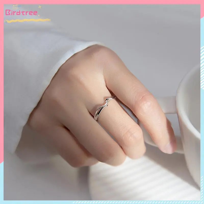 COD❤️Cincin Korea Simple Bahan 925 Silver Bentuk Geometris Untuk Wanita- BS