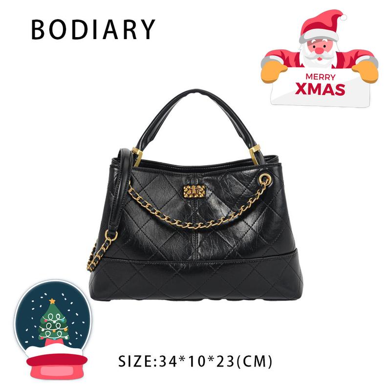 Túi BODIARY 4811 Chất Liệu Vân Đa Chiều Phong Cách Độc Đáo Mạ Vàng Dây Xích Kim Loại Thời Trang Hằng Ngày Đa Năng & Cảm Giác Cao Cấp Túi Xách Tay & Đeo Một Bên Kích Thước: 34*10*23cm