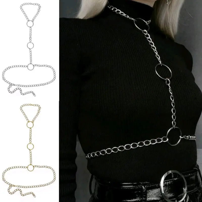 Judith Body Chain Belt Strap Harness Rantai Badan O Ring Harajuku Punk Alumunium Bodychain Pengait 7