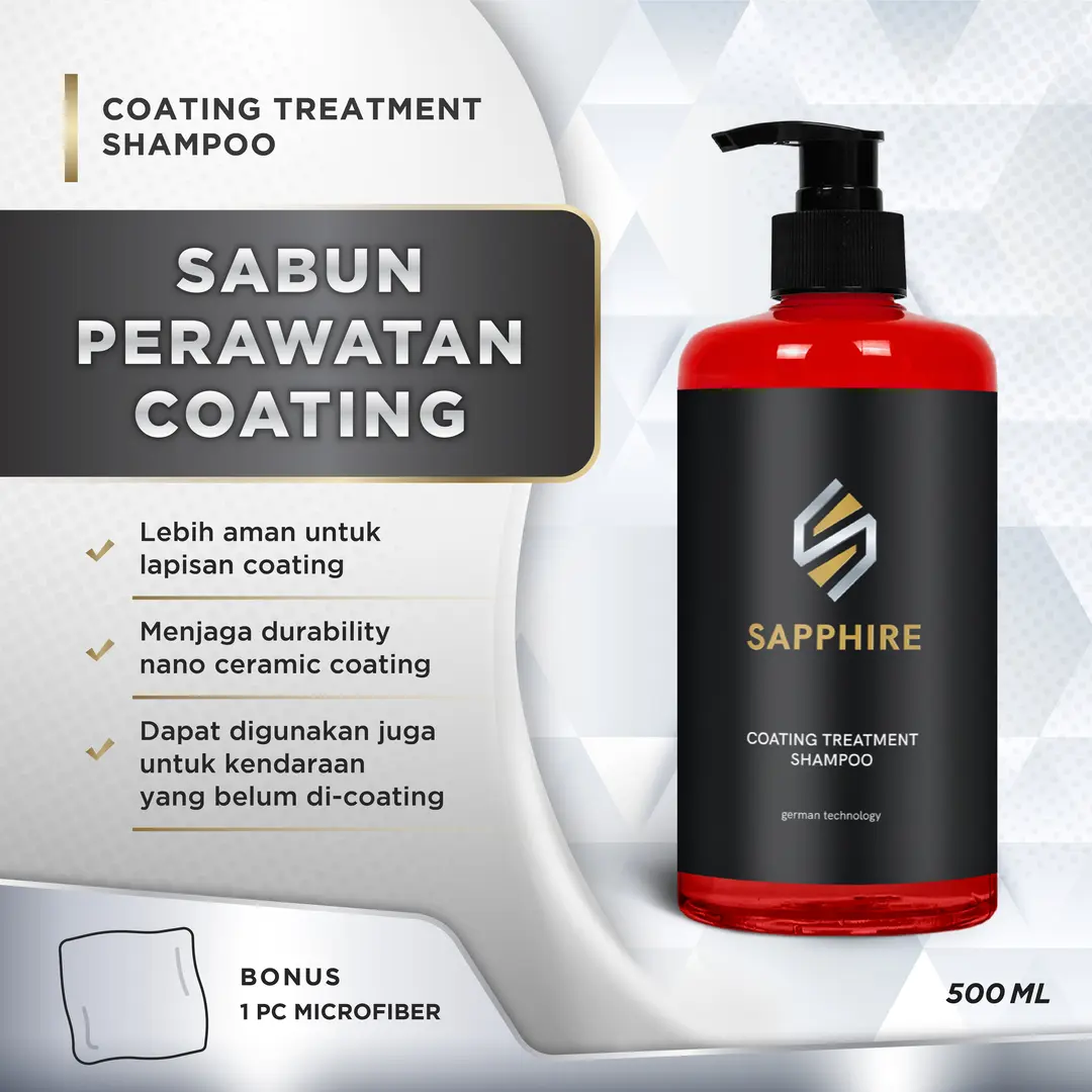Coating Treatment Shampoo by Sapphire | German Technology Premium PH Balance Sampo Cuci Mobil Motor