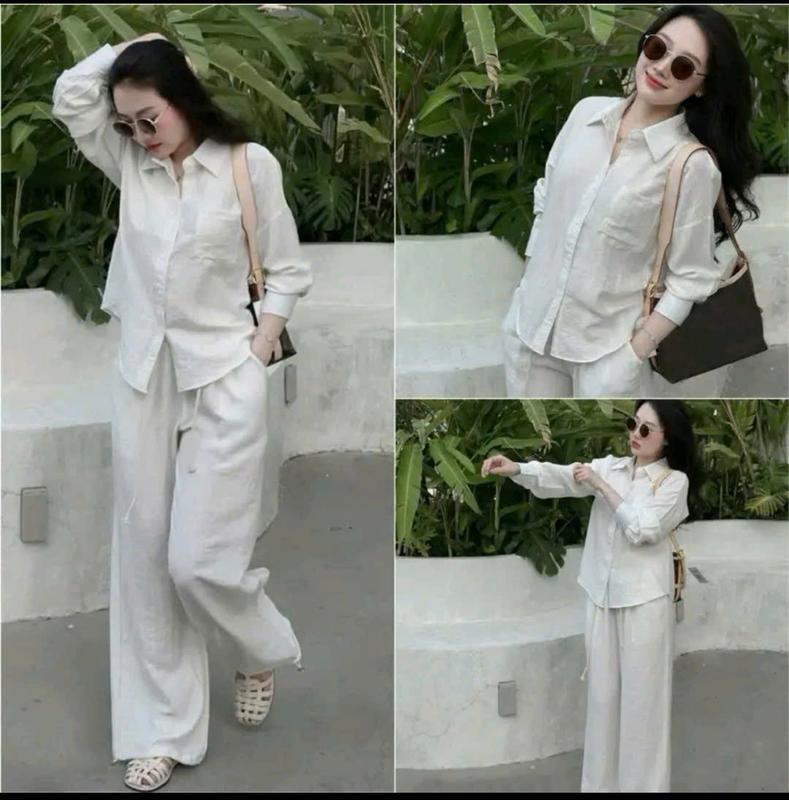 Set Bộ Nữ Quần Dài Áo Dài Vải Đũi Tơ Mềm Mịn Thoáng Mát - Women Voi Nhung NHIDENSHOP