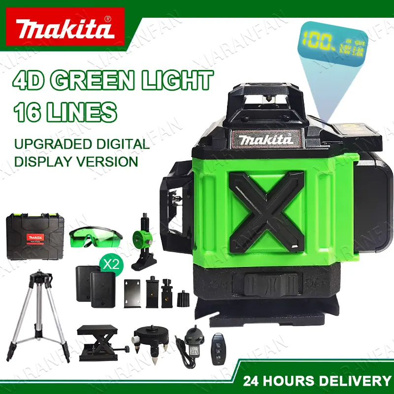 16 Line Laser Level Green Light Self Leveling 360° Rotary Cross 4D 3D Auto Measurement Tool Remote Home Line Hardware
