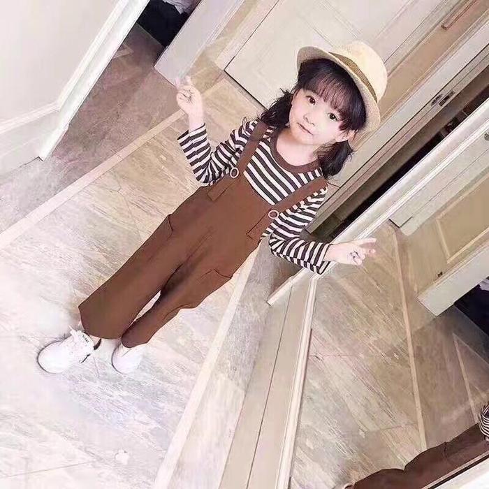 Baby Girl Overalls Stripes Brown
