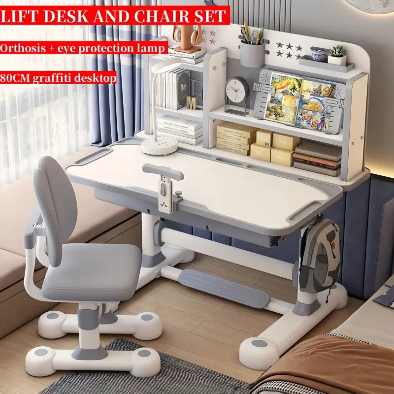 Study Desk Ergonomic Kids Height Adjustable Student Desk Home Study Table And Chair Set