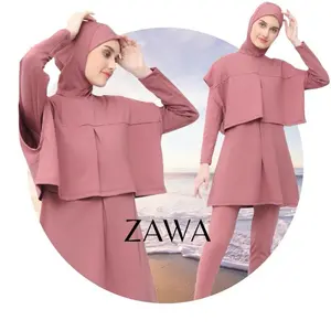 Damla Sport Muslimah Swimwear Dusty Pink - Baju Renang Wanita Hijab Syari Remaja
