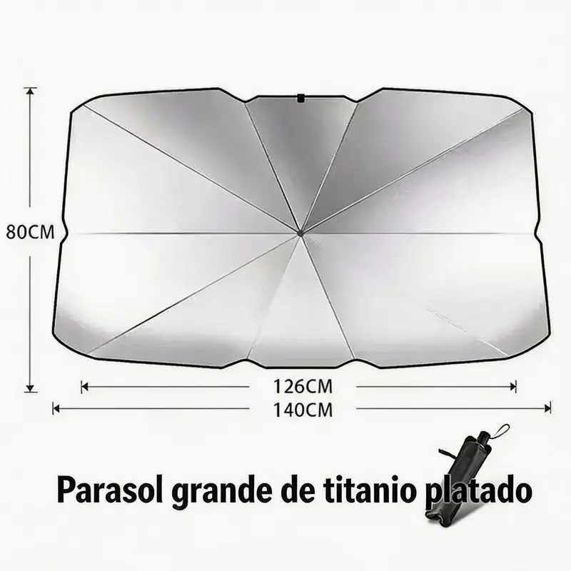 Parasol protector para parabrisas delantero de automóvil, cortina solar retráctil para ventanas con efecto anti calor y protección contra rayos solares, accesorio práctico para vehículos que reduce la temperatura interior y protege el interior del coche en días de mucho sol - Foto 3