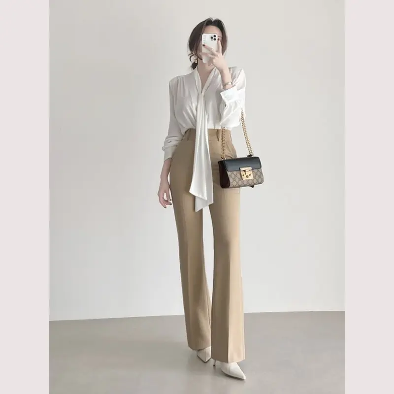 [BEST SELLER ORIGINAL] Oneset Wanita Korean style | Outfit Kantor Wanita | OOTD Wanita Karir Kerja Kantor | One Set Wanita Kekinian Casual (Setelan Baju Blouse Tali, Celana Loose Pants Panjang) Set 028 4