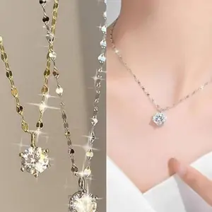 Kalung Berlian Kalung Wanita Kalung Titanium Anti Karat Anti Luntur Kalung Berlian Mewah Dan Elegan