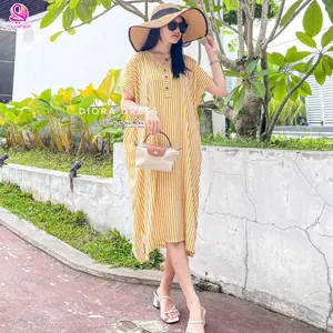 Diora Dress Blaster Busui Bumil Friendly Rayon Motif Casual Wanita Katun Baju Midi Daster Dewasa Pendek