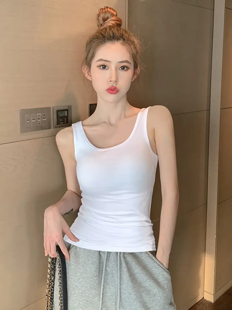 Inside with a camisole women's summer 2023 U neck design slim fit undershirt cotton sexy beauty back sleeveless top women