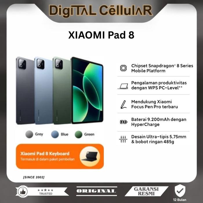 Gambar (DCG) FREE KEYBOARD XIAOMI PAD 8 8/256 GB SNAPDRAGON GARANSI RESMI - BLUE, HEMAT dari DIGITAL CELLULAR GRUP Kota Medan Tokopedia