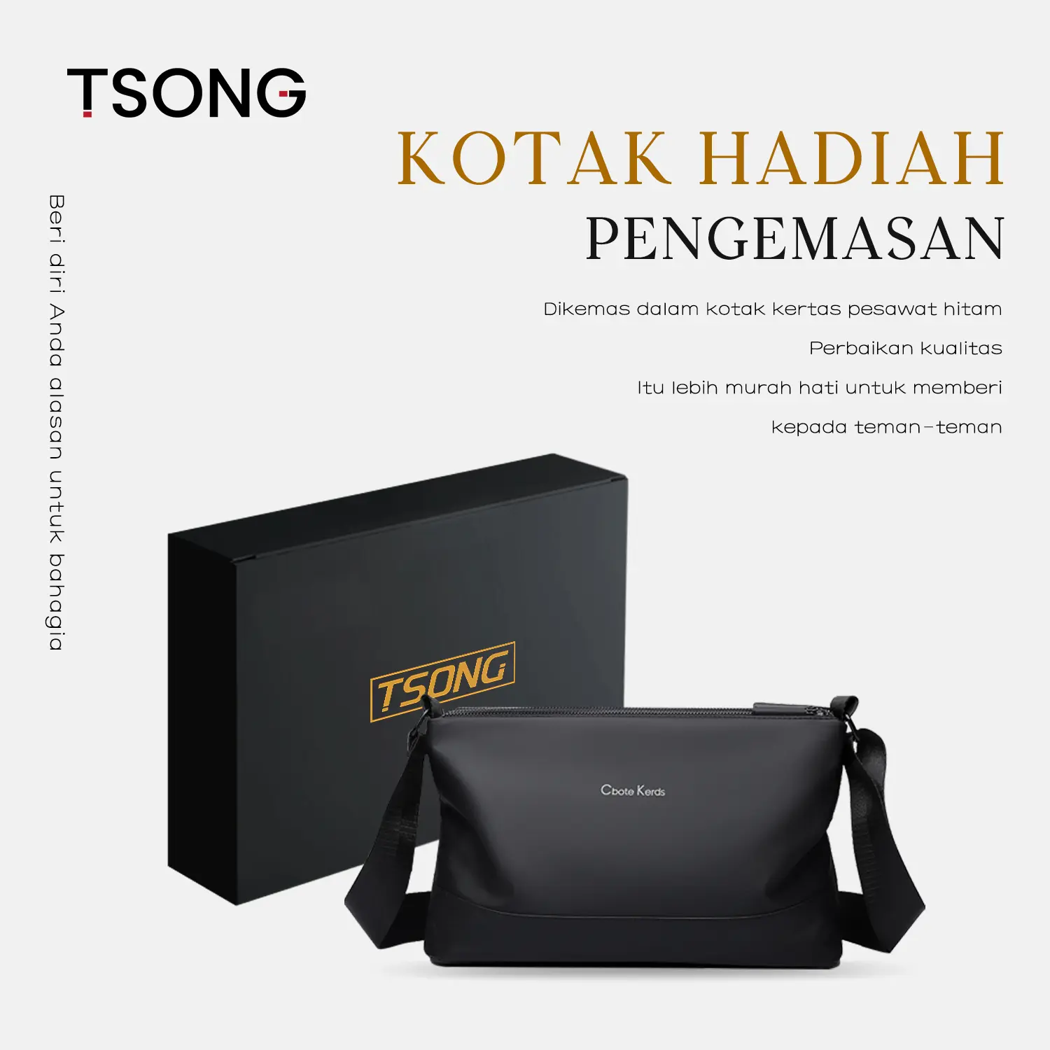 Handbag Pria Premium Original Branded Tas Selempang Messenger Bag Eksklusif dengan Kotak Kado Gaya Bisnis Kasual Urban Ringan Kapasitas Besar Multi Saku Terbaru Cocok untuk Kerja Komuter dan Hadiah Ulang Tahun Best Seller TSONG#BT036