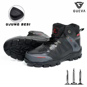 [Clearance Sale] GUEVA 055 Sepatu Pria Sepatu Kerja Proyek Boots Ujung Besi Size 39-45  Luar Ruangan Tidak Licin Paramount Shoes Kerja Hitam