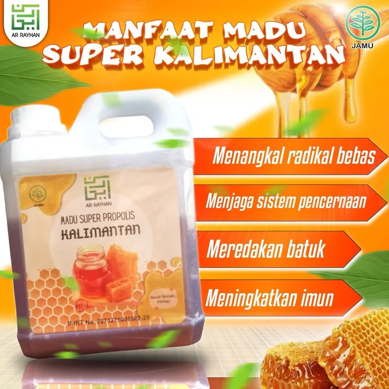 Madu Super Propolis Bee Pollen Kalimantan Ar Rayhan 1kg - Herbal Terlariss 1