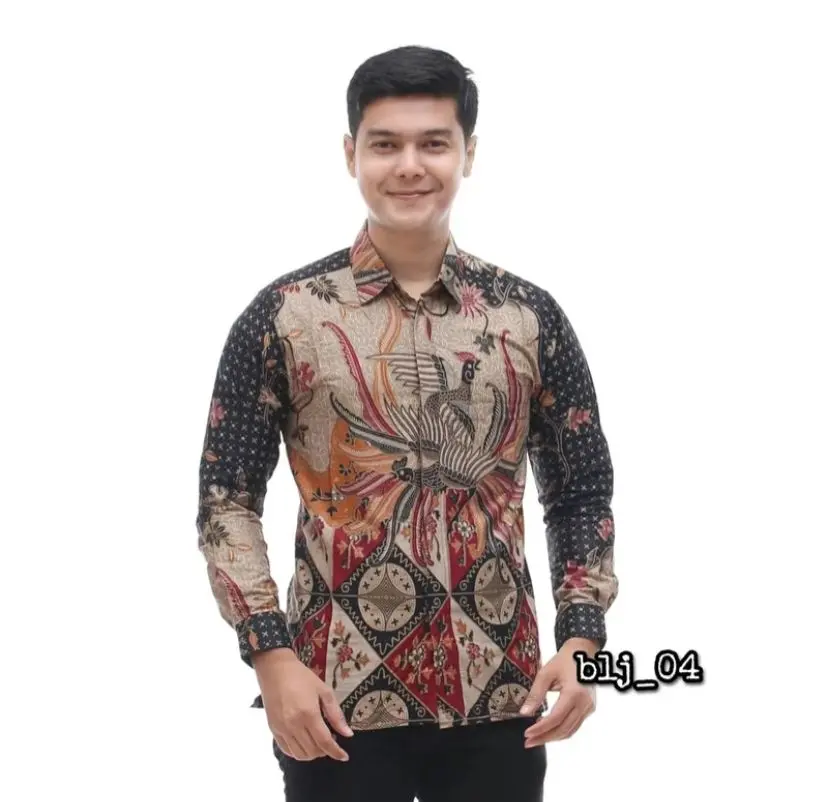 KEMEJA Baju Batik Poli Katun Fashion Cowo Lengan Panjang Baju Pria Batik Lembut Nyaman baju batik seragaman Motif Pendek Formal Kancing