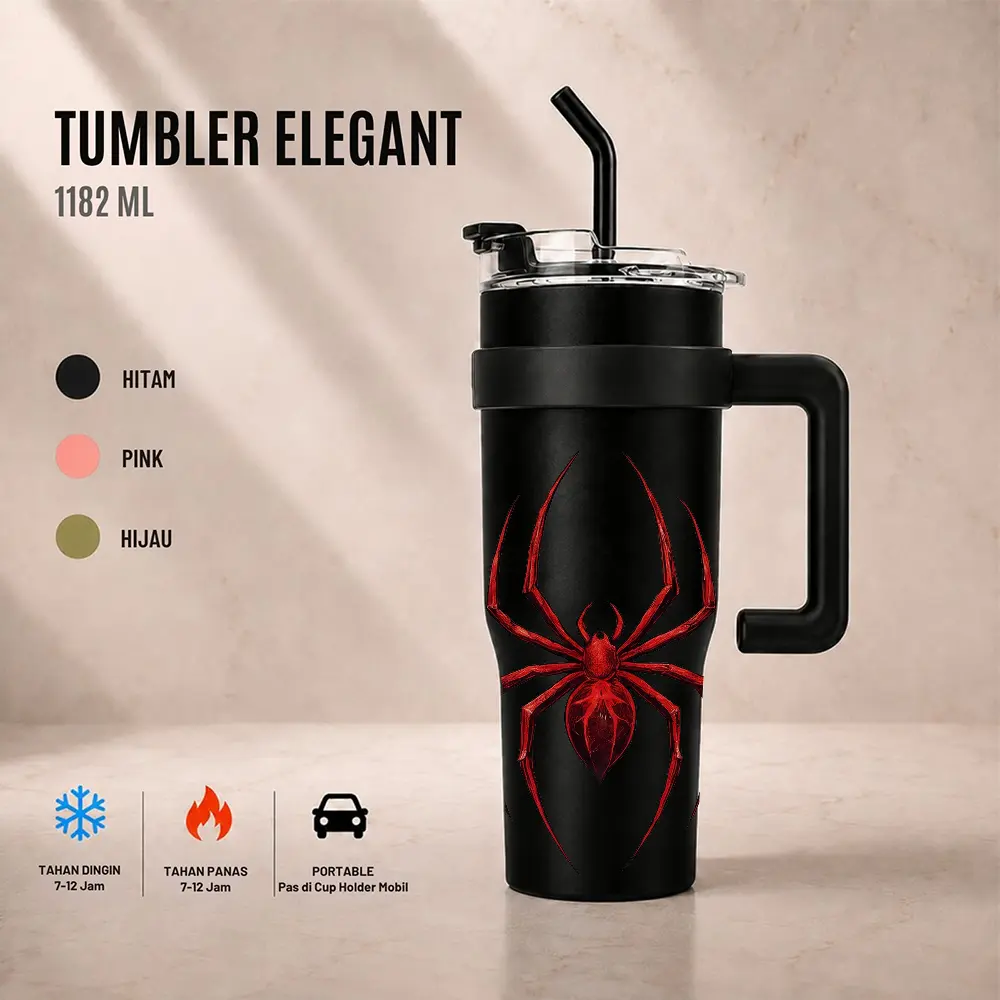 Tumbler SPIDER Stainless Steel 304 1200ml Gelas Mug Besar Tahan Panas Dingin BPA Free Botol Minum Portable dengan Pegangan Anti Panas Kapasitas Jumbo Cocok Untuk Traveling 202607 - 20260725