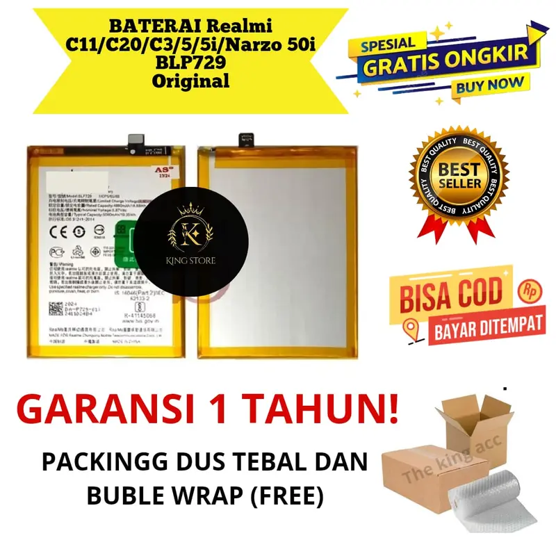 Baterai REALMI c11 Original BLP729 / Baterai BLP729 Untuk REALMI c11 Original Garansi Pabrik 0