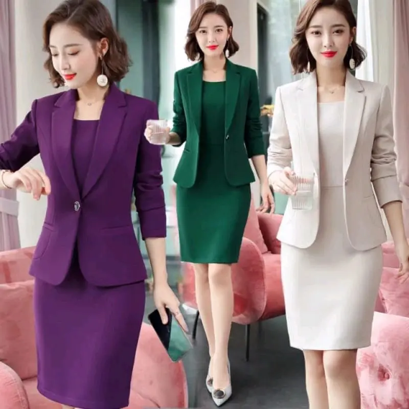Stelan Jas rok wanita korea- blazer stelan wanita Kerja Formal 0