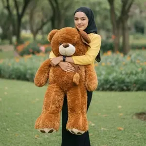 Boneka Teddy Bear Beruang Shal Topi Jumbo 90cm Toys Dolls Bahan Rasfur Dengan Shal Dan Topi Velboa Isi Silicon