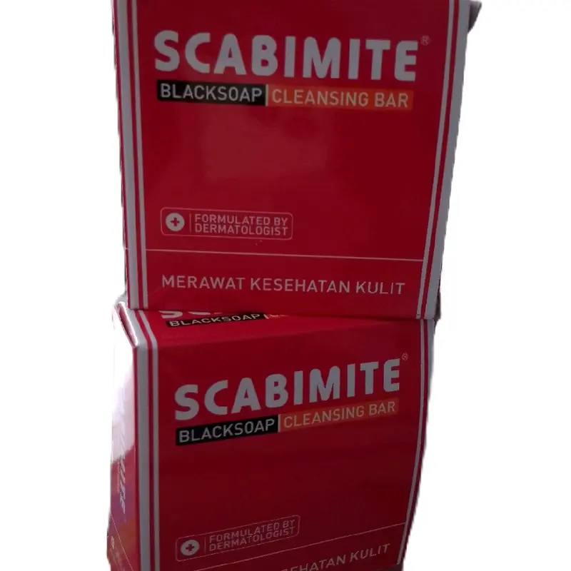 Scabimite blacksoap merupakan sabun perawatan kulit untuk membantu melawan kuman & bakteri sehingga tidak membuat kulit menjadi kering 0