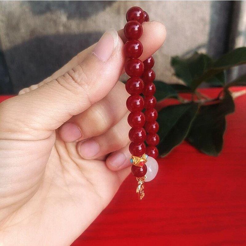 Vòng Tay Quyến Rũ Cho Phụ Nữ Và Trẻ Em Gái, Hạt Màu Đỏ 8Mm / 10Mm, Quà Tặng Trang Sức 1