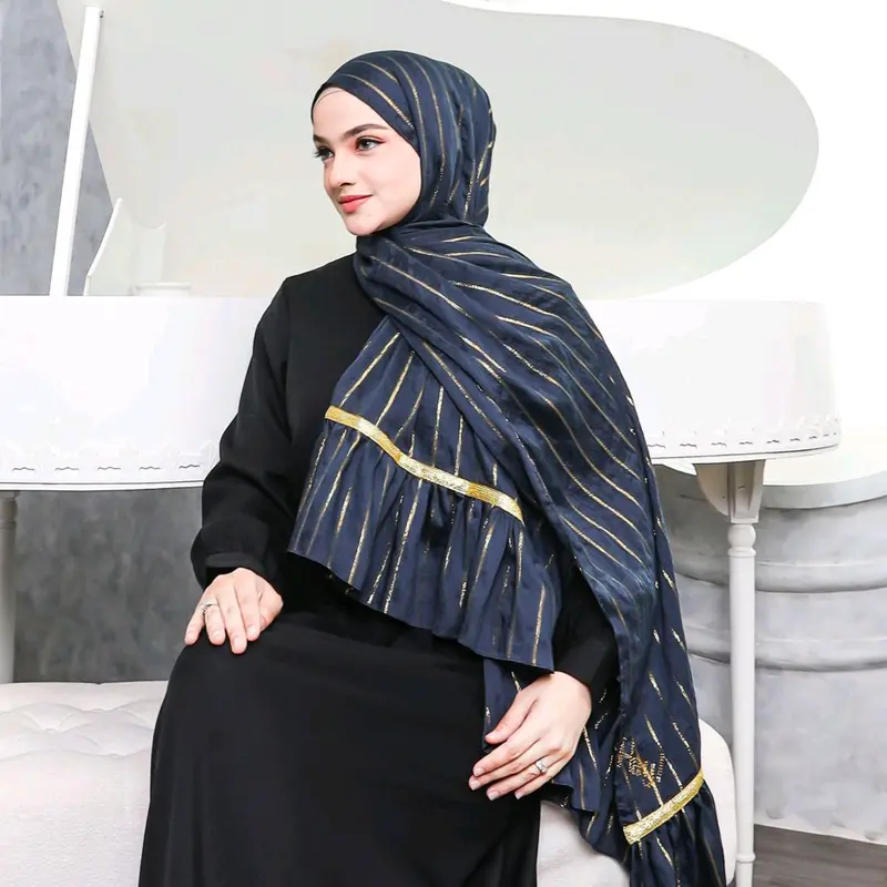 Pashmina Hijab Gamila katun serat gold by Hay! COD 1
