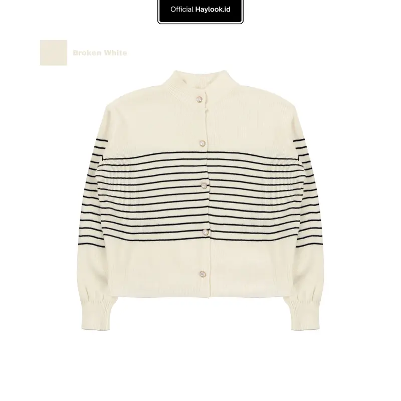 Haylook.id Millie Cardy Strip - Basic Cardigan Top Outer Wanita Knitwear - atasan kardigan Baju  Tangan Panjang 2