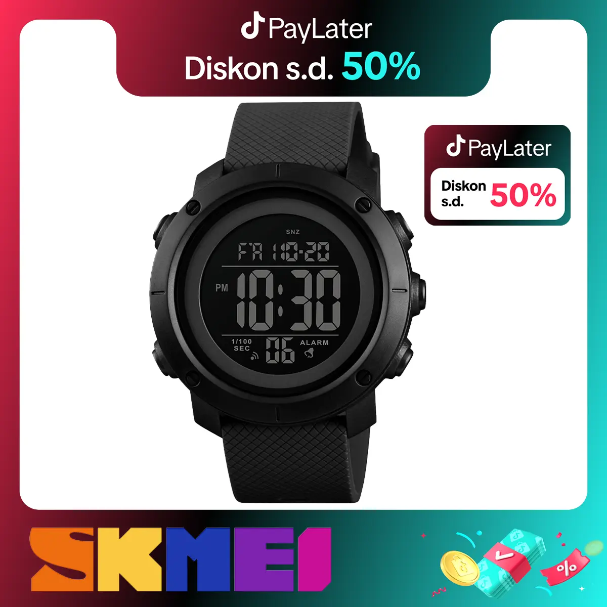 Jam Tangan Pria Digital Rubber Anti Air SKMEI 1426