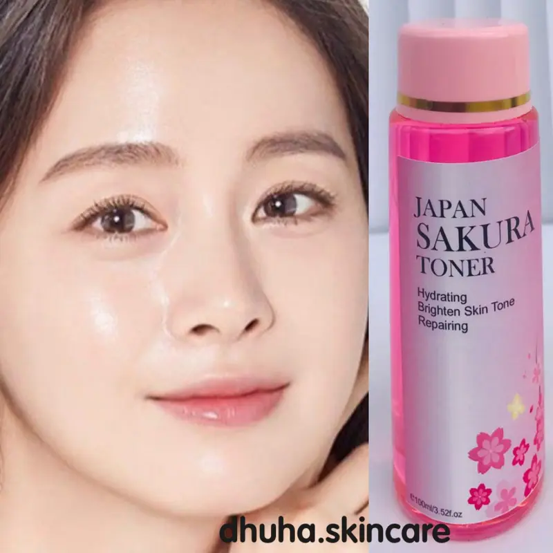 TONER SAKURA MENCERAHKAN WAJAH 100ML / TONER GLOWING SAKURA / TONER PENCERAH  MUKA Memudarkan flek hitam bekas jerawat Perawatan wajah korea air mawar pink rice 0