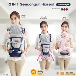 12in1 Gendongan Depan Hipseat Bayi BABY LEON + Penutup Kepala BY-6011