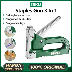 ISKU Staples Tembak 3 In 1 Tacker Stapler Staples Perekat Powerfull Staples Tembak Stationery