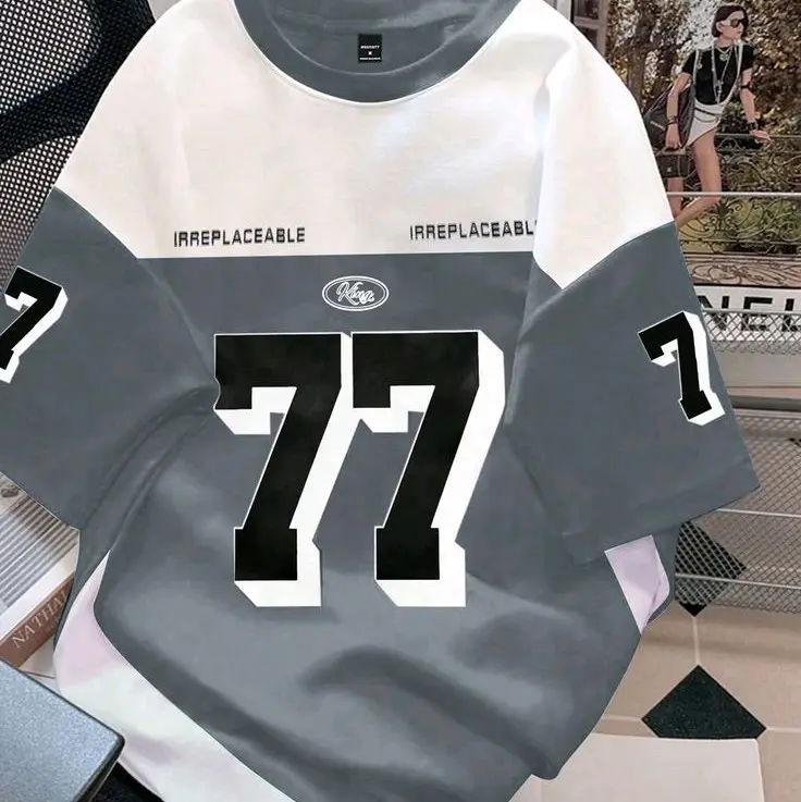 KAOS BIGSIZE 77 JUMBO SIZE M-XXXXXXL (6XL) KAOS KOMBINASI SABLON ANGKA BAHAN 100% COTTON COMBED KAOS COWOK CEWEK UNISEX BANYAK PILIHAN WARNA BISA CUSTOM WARNA DAN GAMBAR (COD) 1