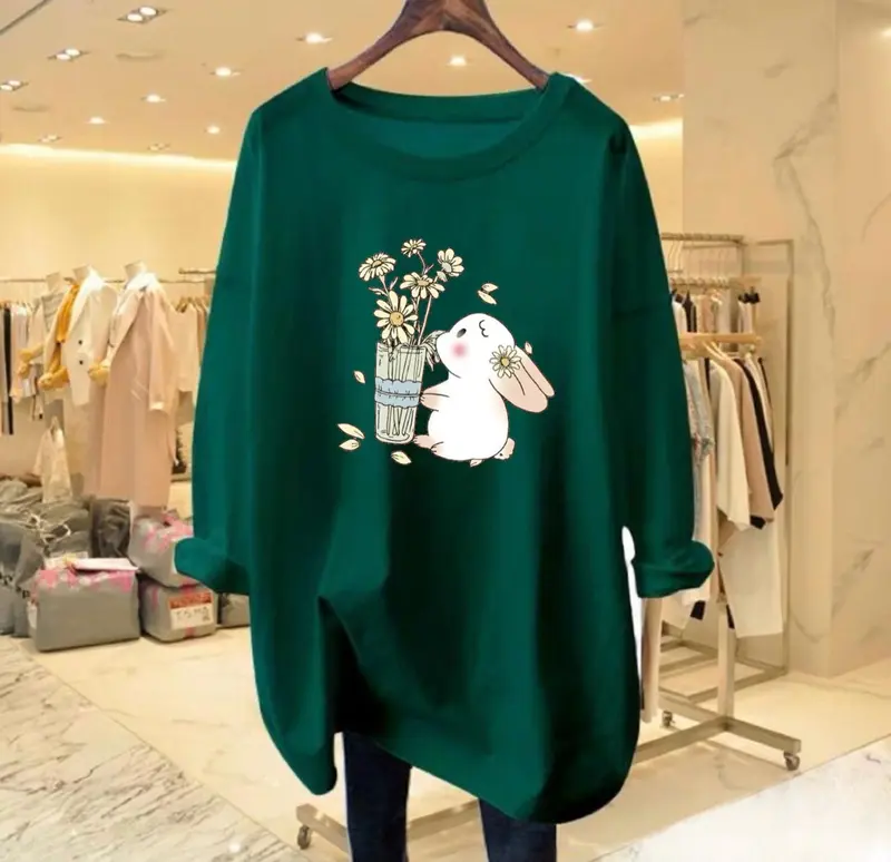 Kaos Oversize Wanita Lengan Panjang Kaos Streetwear Baju Jumbo Atasan Dewasa Kaos Trend Oblong 3