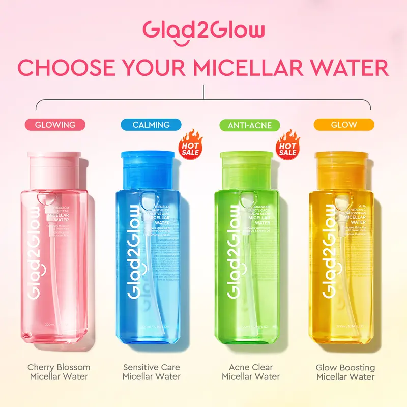 [BPOM] Glad2Glow Micellar Water Gather 1/2/3pcs 300ml Mugwort Salicylic Acid Acne Clear Yuja Vitamin C Glow Boosting Tremella Panthenol Sensitive Care Barrier  sensitif Untuk Kulit Berjerawat Pembersih Wajah Make Up Remover Cleansing Water dan Melembabkan 0
