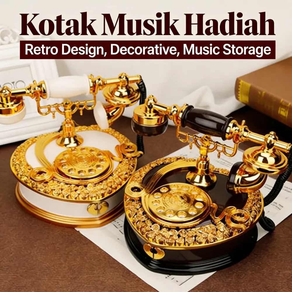Kotak Musik Vintage Eropa Model XYZ - 30x20x15cm, Hadiah Unik Rumah, Ramadan, & Pernikahan | Simpanan Kenangan Elegan, Koleksi Estetik, Suara Merdu, Dekorasi Modern