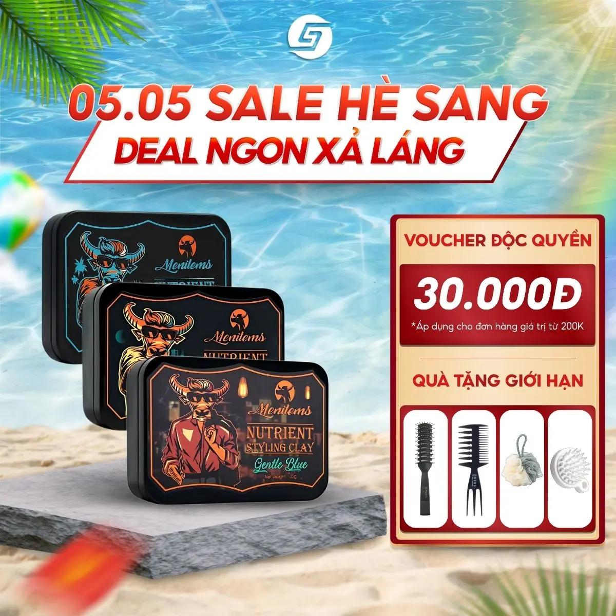 [Phiên bản mới] Sáp vuốt tóc MENITEMS 50g/100g | Gentle Blue - Tropical WInd - Perfect Night | Sáp dưỡng tạo kiểu tự nhiên, Chăm Sóc Tóc giữ nếp siêu cấp, hương nước hoa lôi cuốn - Tặng Lược Bán Nguyệt