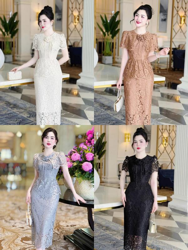 [MIỄN SHIP] BST MDU4485 Váy Ren Dệt Hàn 2 Lớp - Thiết Kế Ôm Body Sang Trọng Dành Cho Nữ Women Dress Đen