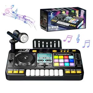 子供用DJミキサーおもちゃ マイク・ライト付き アプリ制御対応DJターンテーブル 教育用DJコンソール ジュニア向け音楽おもちゃ キッズギフト