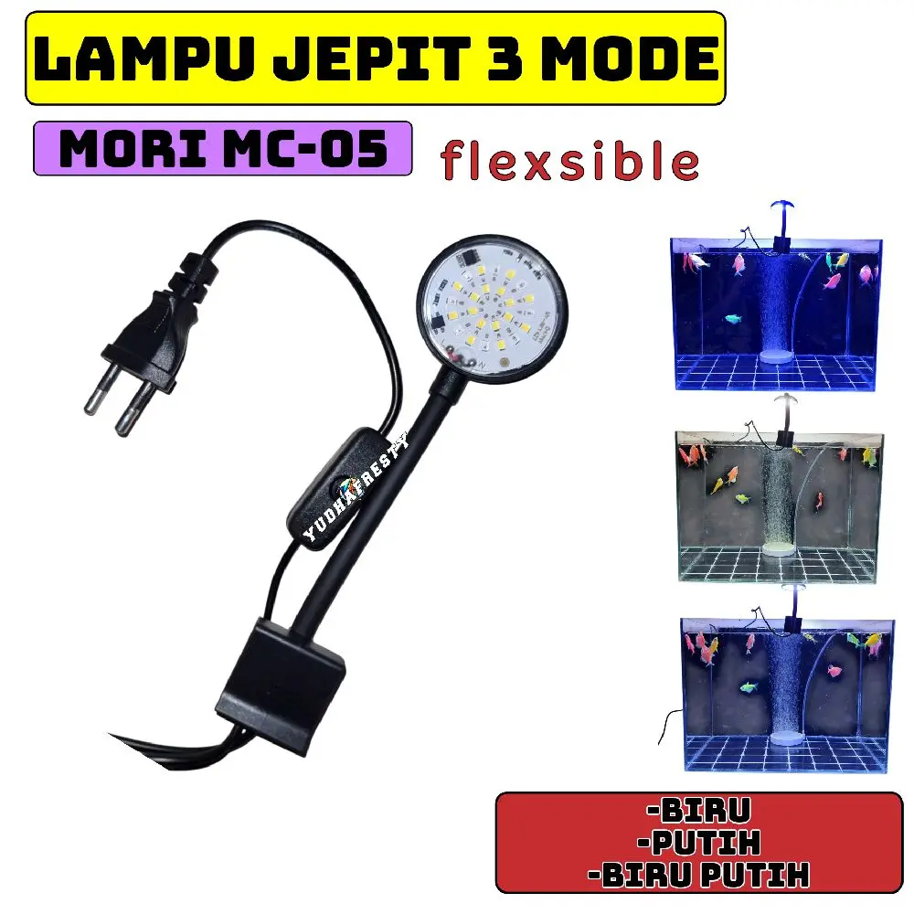 LAMPU JEPIT AKUARIUM 3 MODE WARNA MORI MC 05
