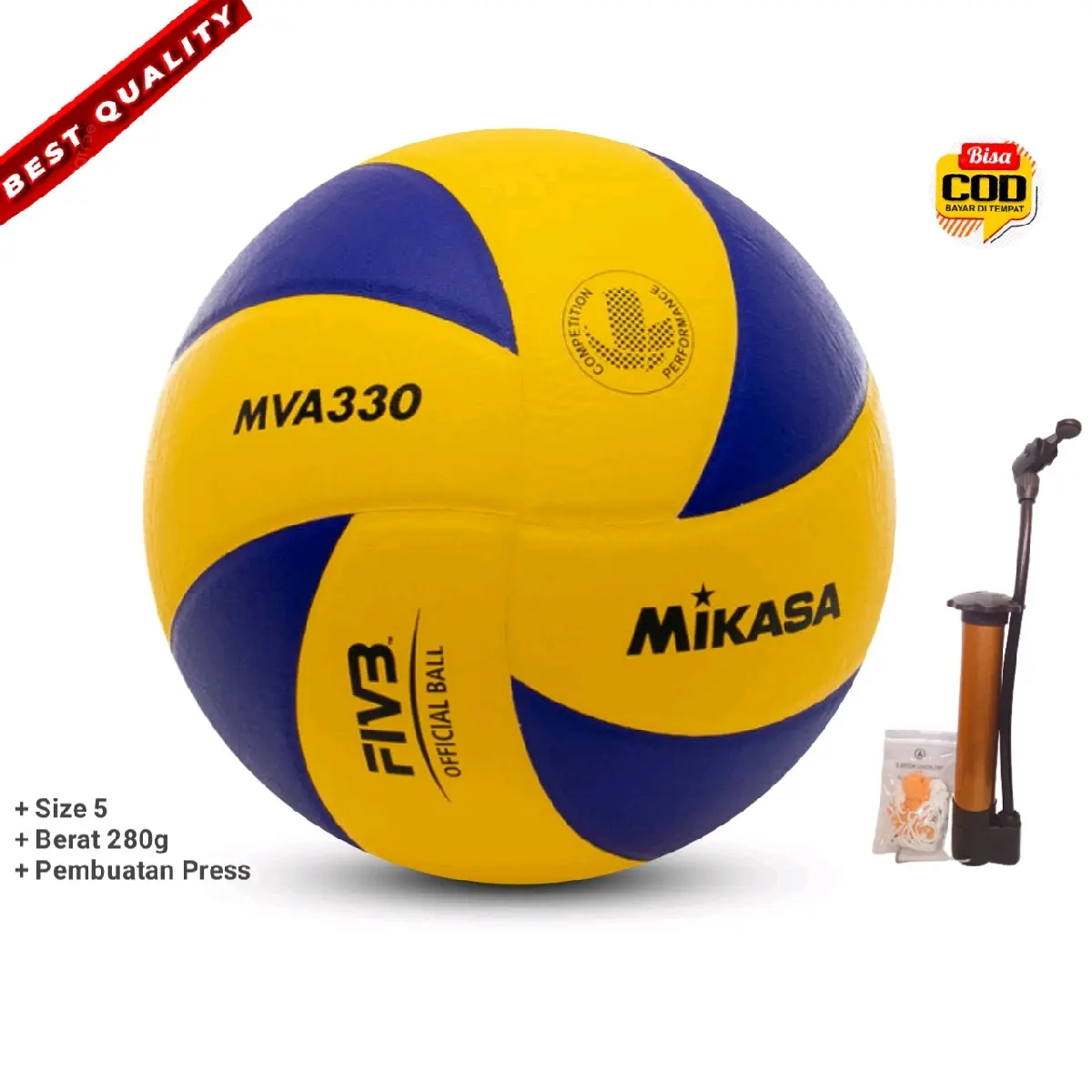 Bola Voli Mikasa  Mva330 Kualitas Turnamen Dilengkapi Pompa Pentil Dan Jaring Bola