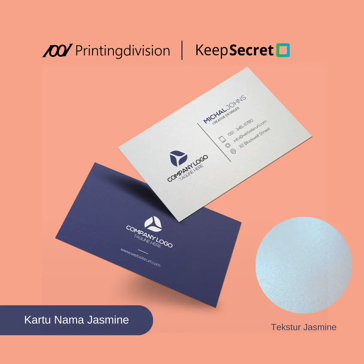 Kartu Nama / Bussiness Card Premium Jasmine Glitter Paper