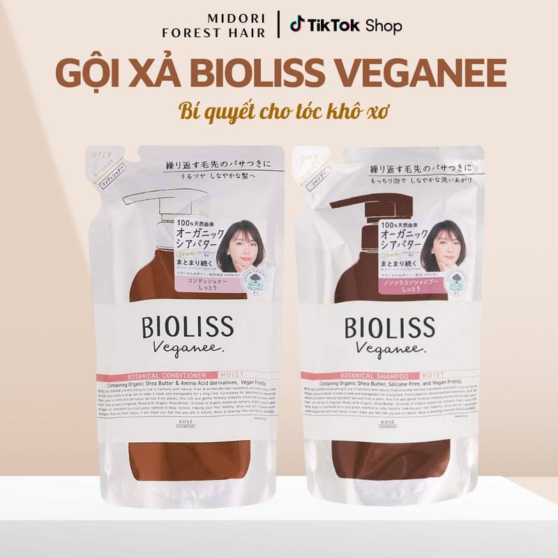 Cặp Dầu Gội và Dầu Xả Bioliss Veganee Nhật Bản dành cho tóc khô xơ