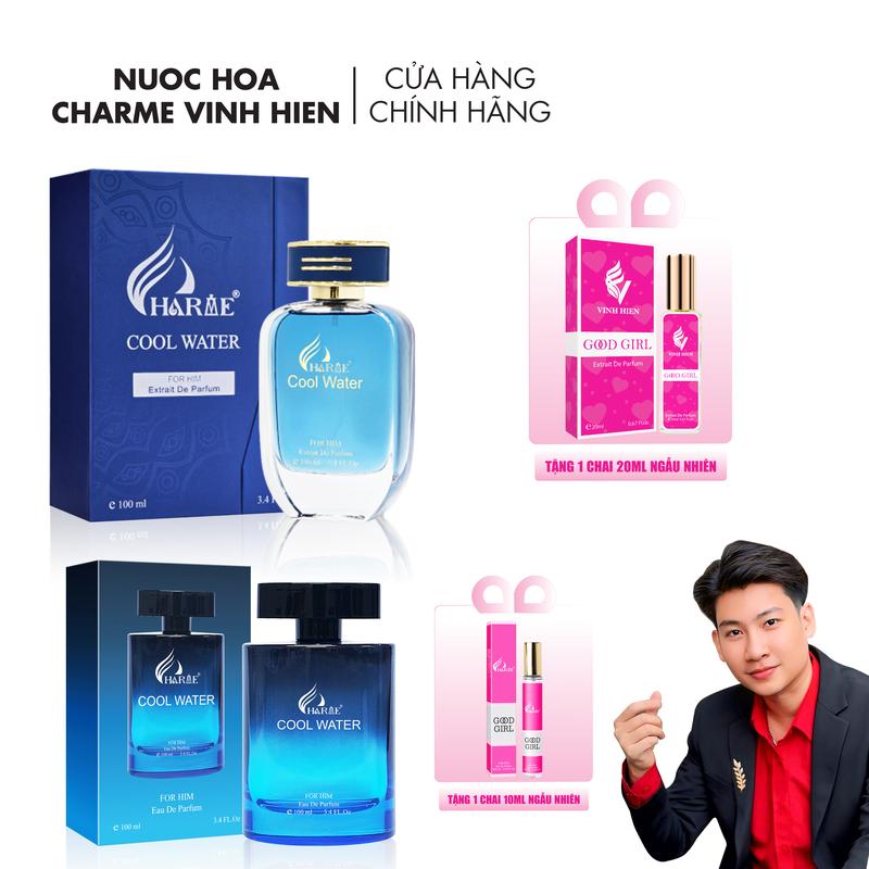 Nước Hoa Charme COOL WATER 100ml Cao Cấp Tặng 1 ChaI 20ml - COOL WATER 100ml Thường Tặng 1 ChaI 10ml - Cosmetic Xịt Thơm - H R V E
